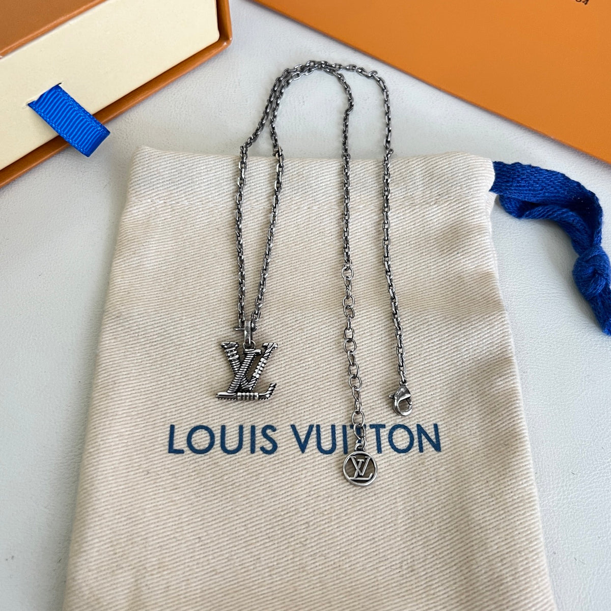 Louis Vuitton Silver-Tone LV Pendant Necklace - album image 7