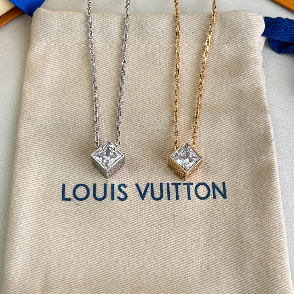 Louis Vuitton Gold-Tone Cube Pendant Necklace - album image 6