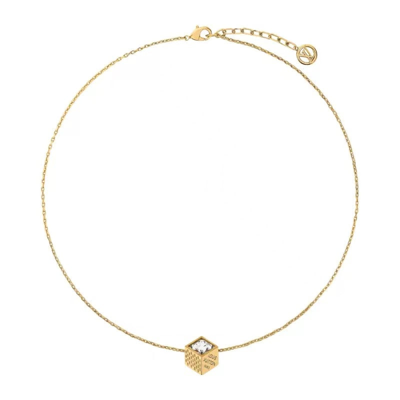 Louis Vuitton Gold-Tone Cube Pendant Necklace - album image 1