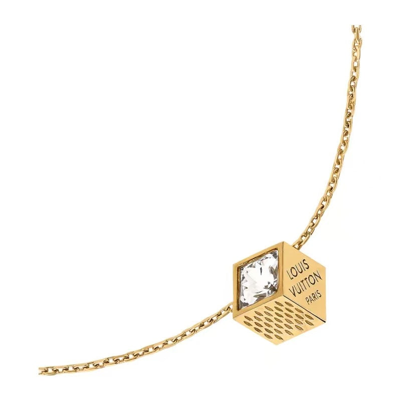 Louis Vuitton Gold-Tone Cube Pendant Necklace - album image 3