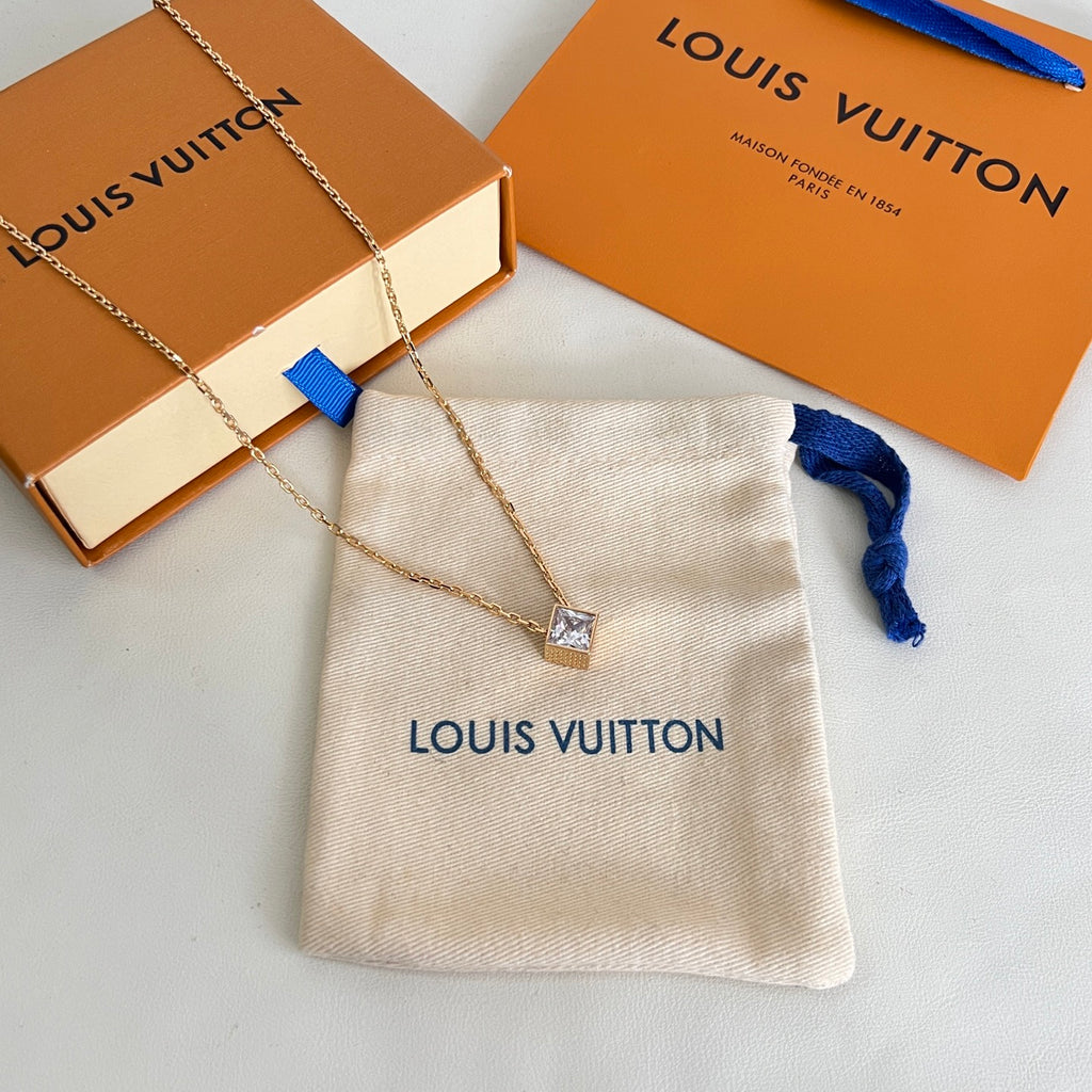 Louis Vuitton Gold-Tone Cube Pendant Necklace - album image 4