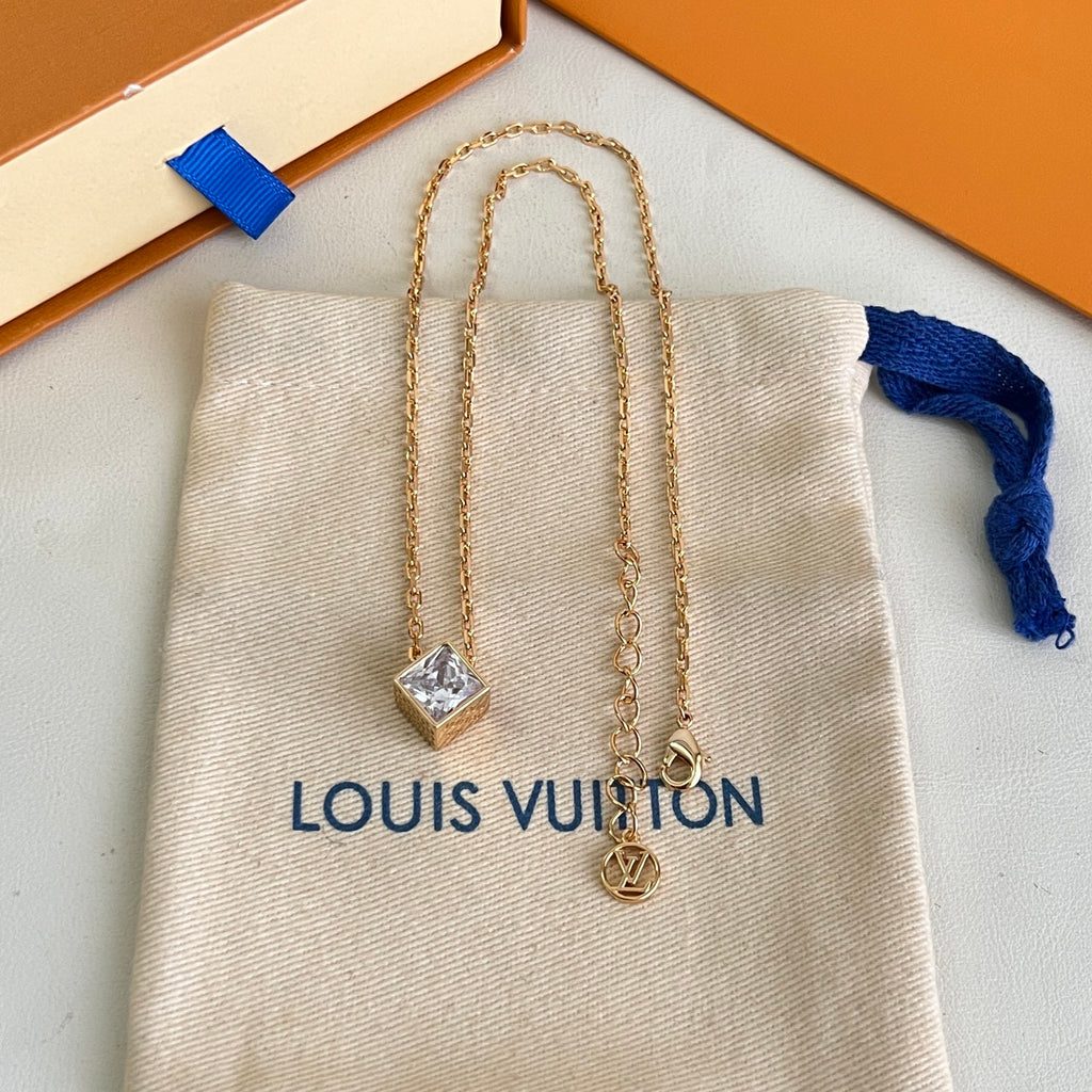 Louis Vuitton Gold-Tone Cube Pendant Necklace - album image 7