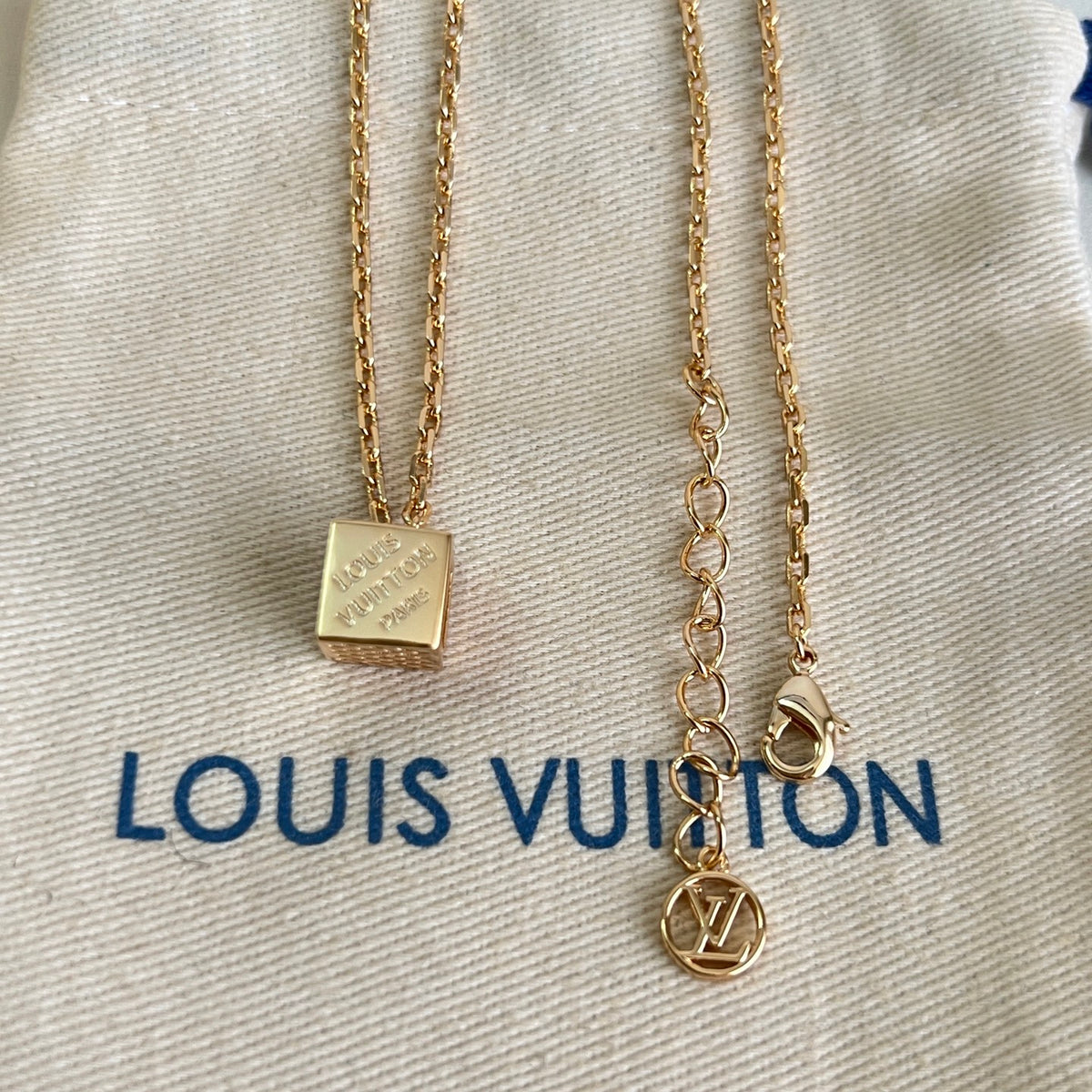 Louis Vuitton Gold-Tone Cube Pendant Necklace - album image 8