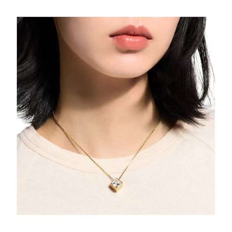 Louis Vuitton Gold-Tone Cube Pendant Necklace - album image 2
