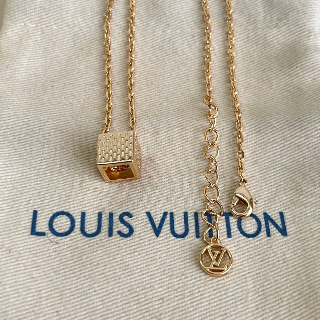 Louis Vuitton Gold-Tone Cube Pendant Necklace - album image 9