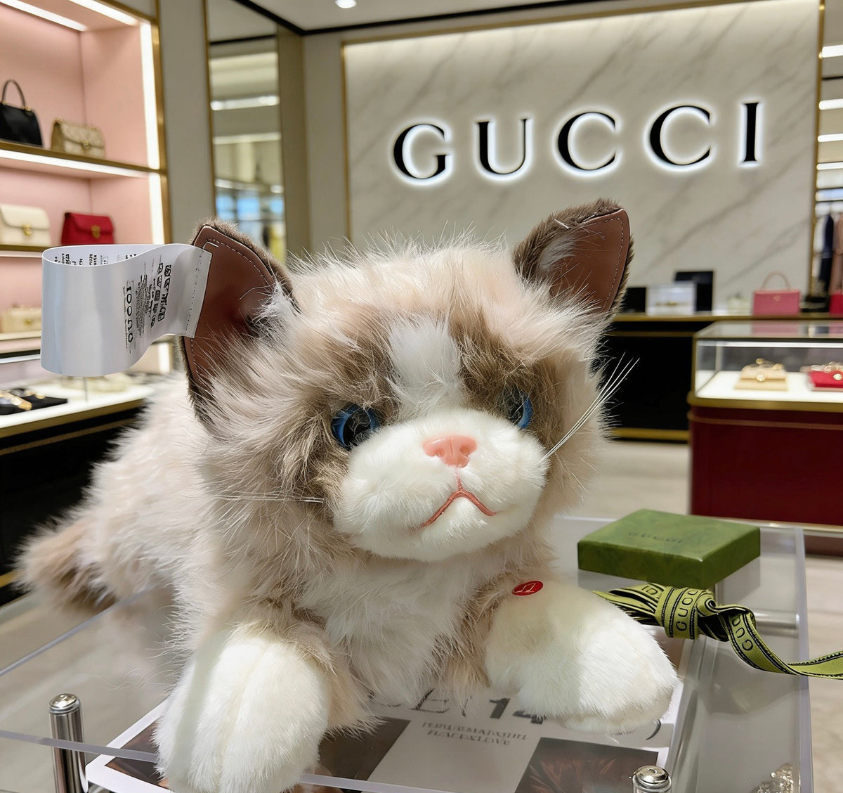 Gucci Gray Long-Haired Cat Plush Toy - album image 4