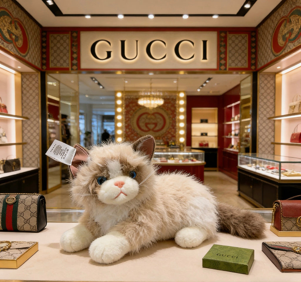 Gucci Gray Long-Haired Cat Plush Toy - album image 1