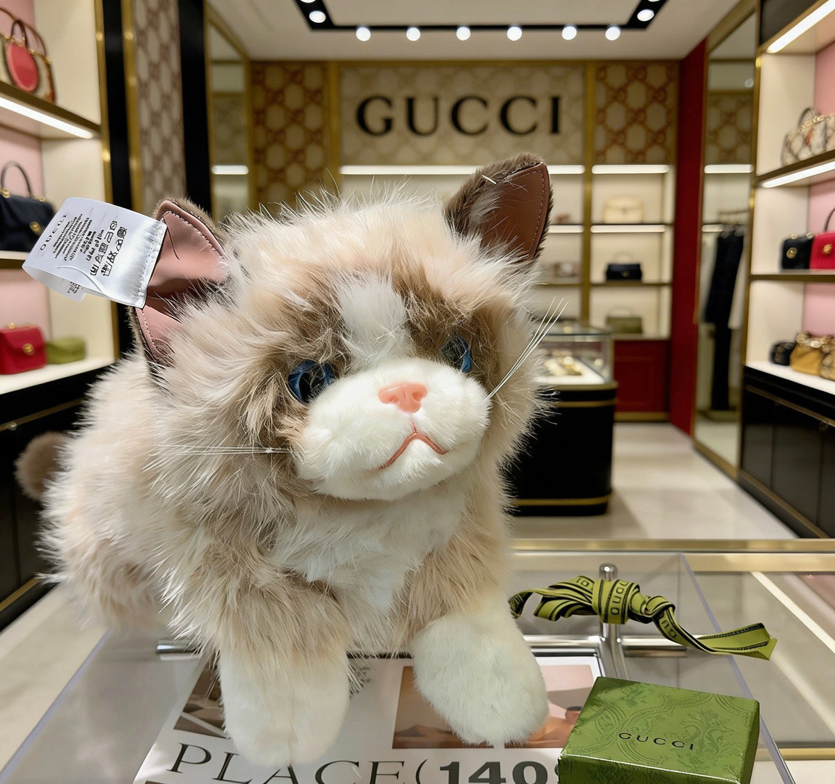 Gucci Gray Long-Haired Cat Plush Toy - album image 2