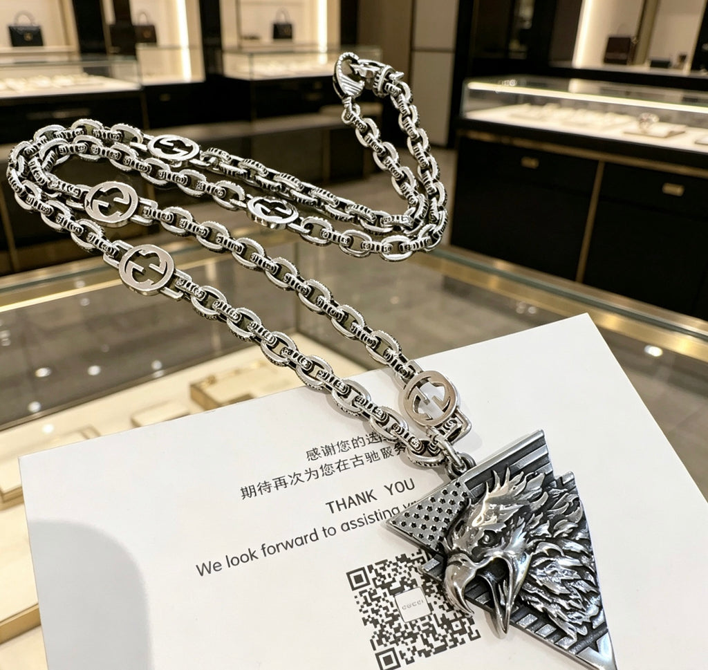 Gucci Anger Forest Interlocking G Antiqued Chain Necklace - album image 3