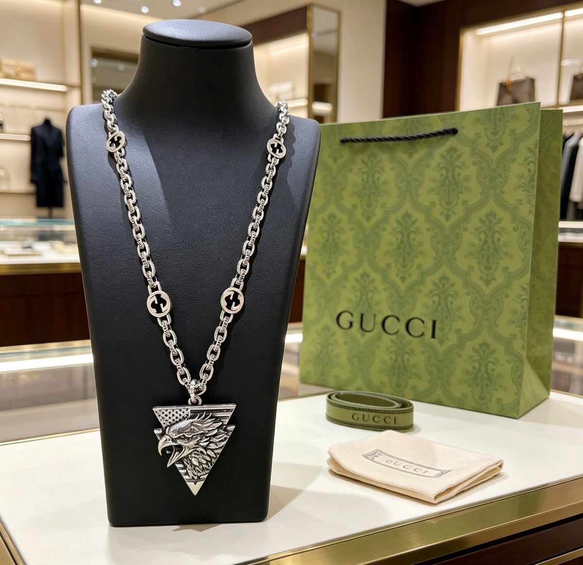 Gucci Anger Forest Interlocking G Antiqued Chain Necklace - album image 4