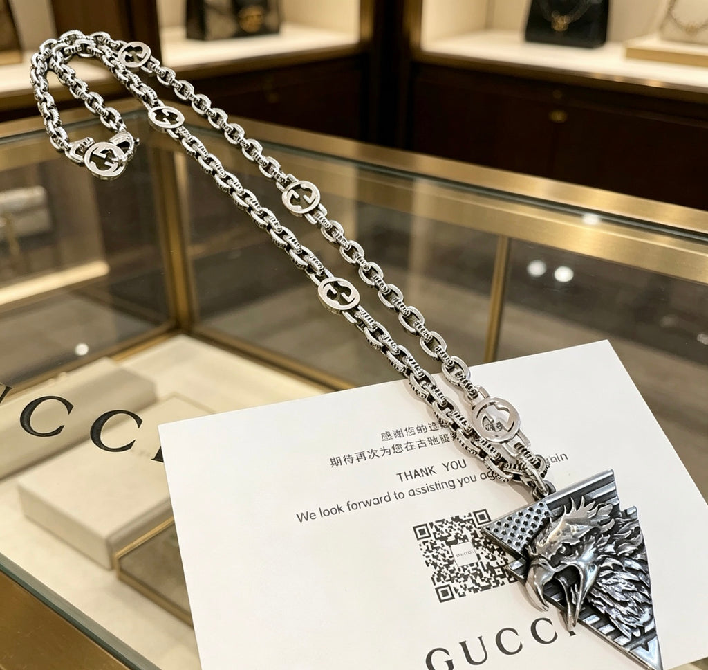 Gucci Anger Forest Interlocking G Antiqued Chain Necklace - album image 9
