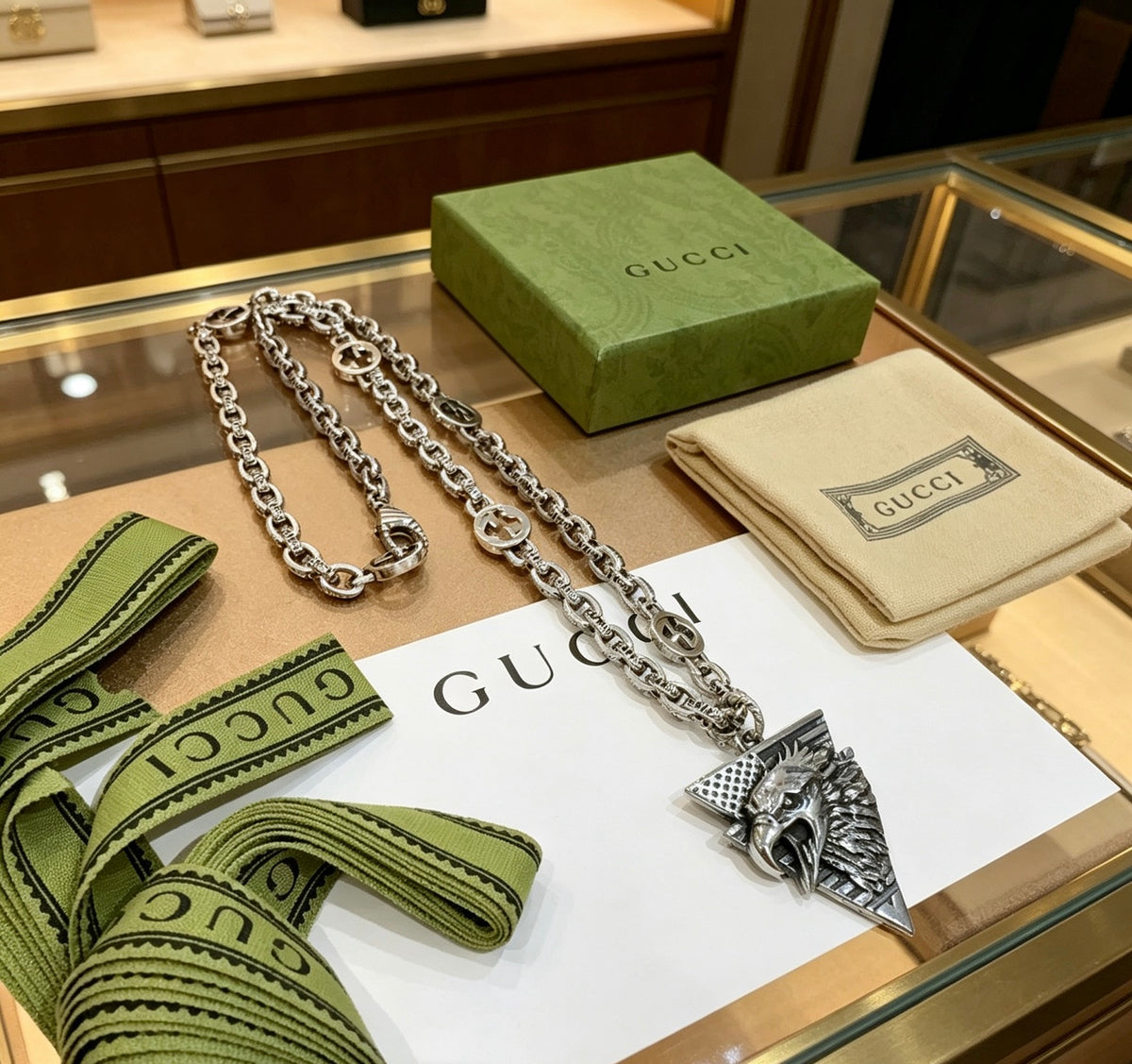 Gucci Anger Forest Interlocking G Antiqued Chain Necklace - album image 1