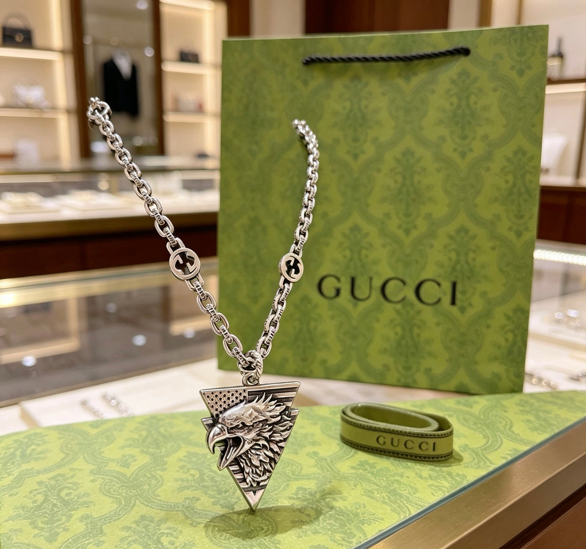 Gucci Anger Forest Interlocking G Antiqued Chain Necklace - album image 6