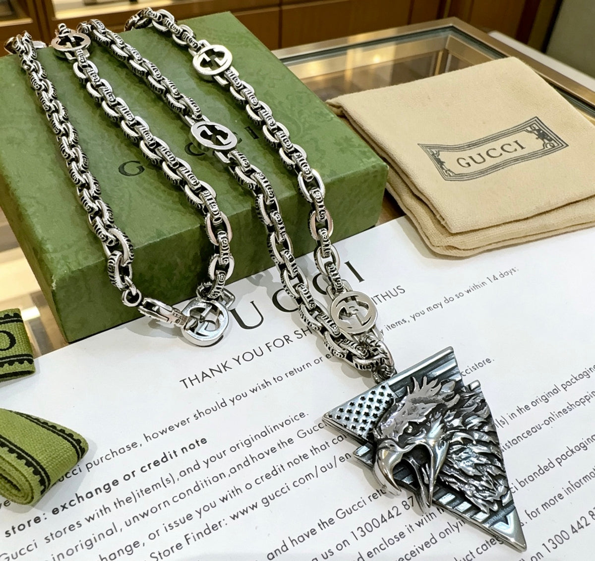 Gucci Anger Forest Interlocking G Antiqued Chain Necklace - album image 7