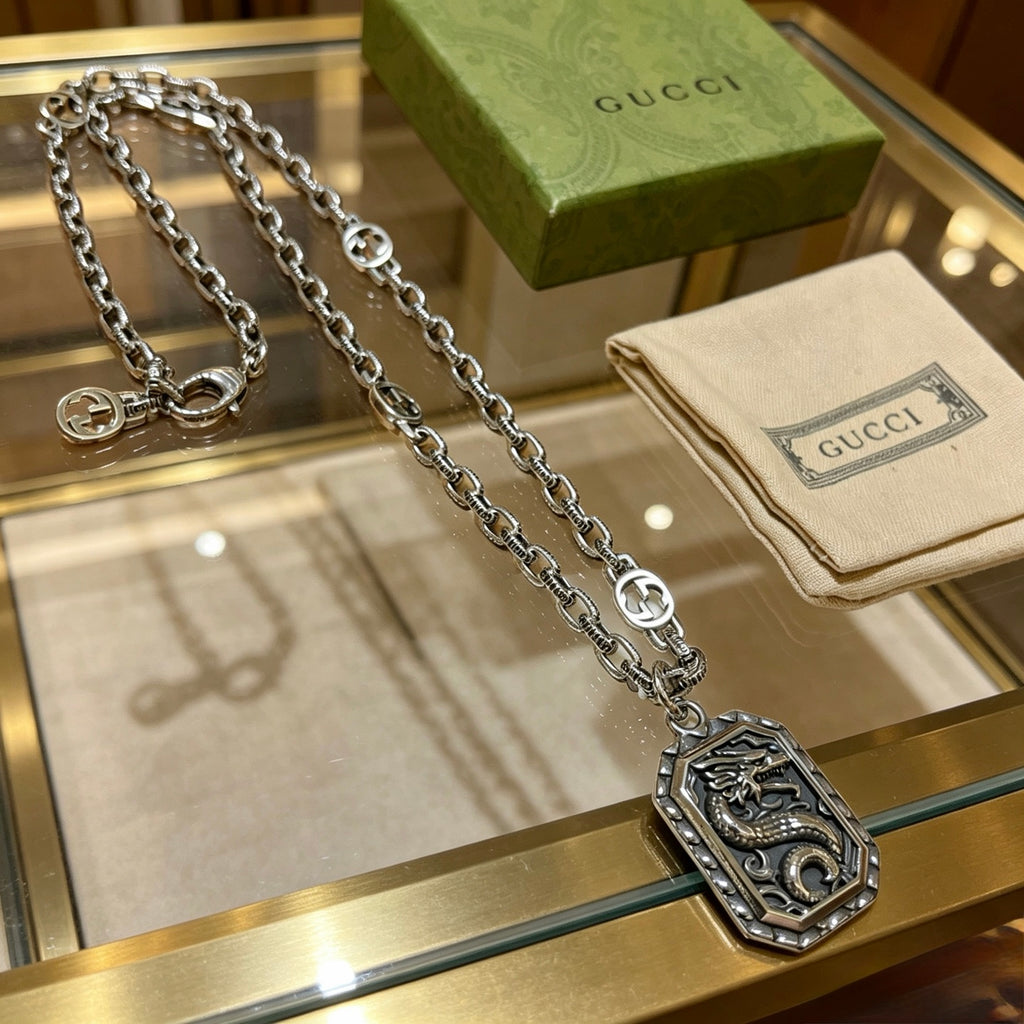 Gucci Anger Forest Interlocking G Antiqued Chain Necklace - album image 7