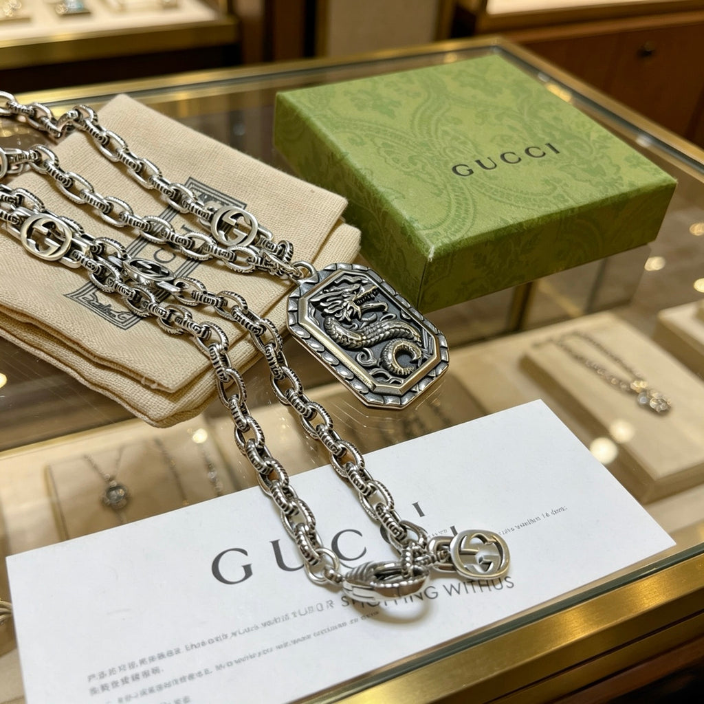 Gucci Anger Forest Interlocking G Antiqued Chain Necklace - album image 5