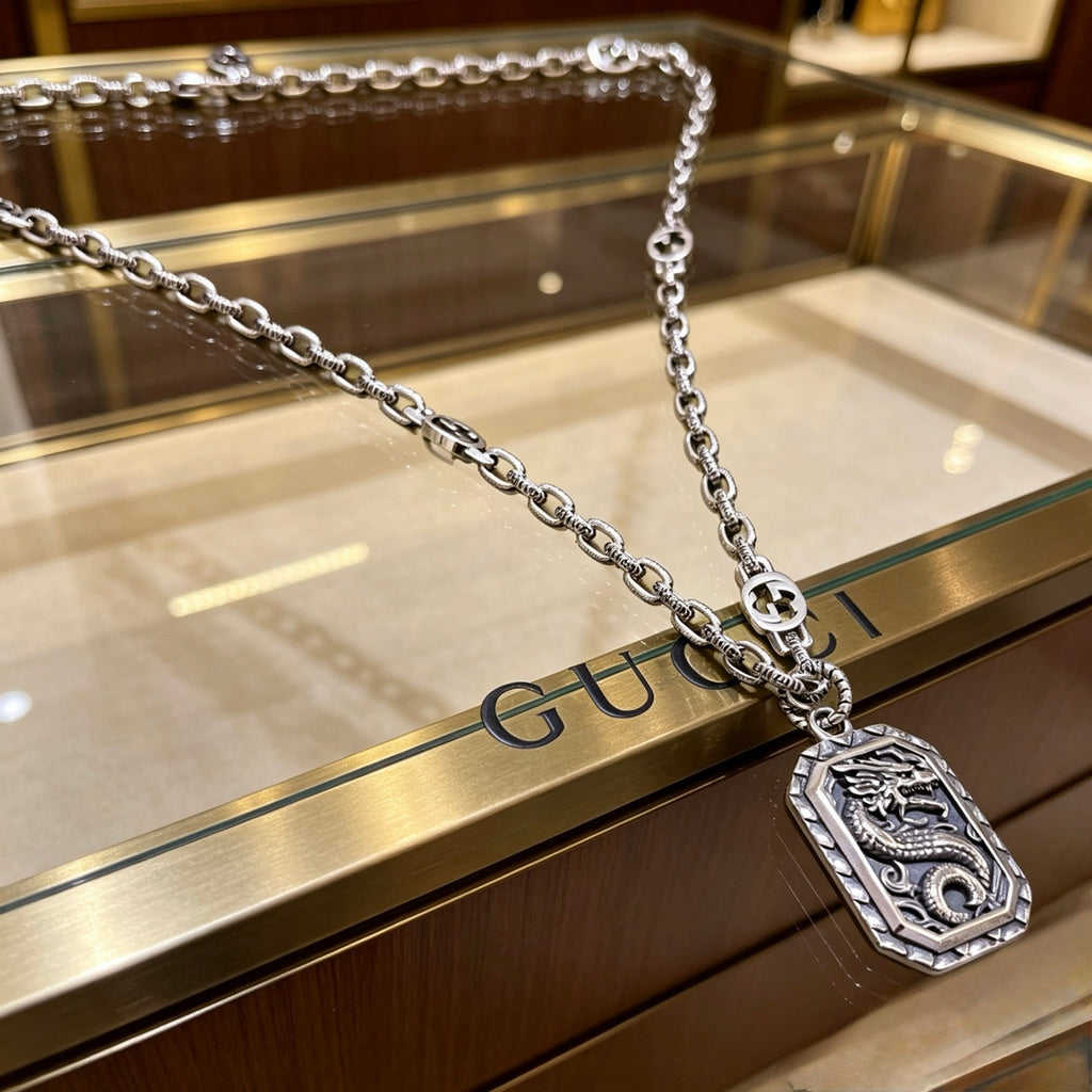 Gucci Anger Forest Interlocking G Antiqued Chain Necklace - album image 1