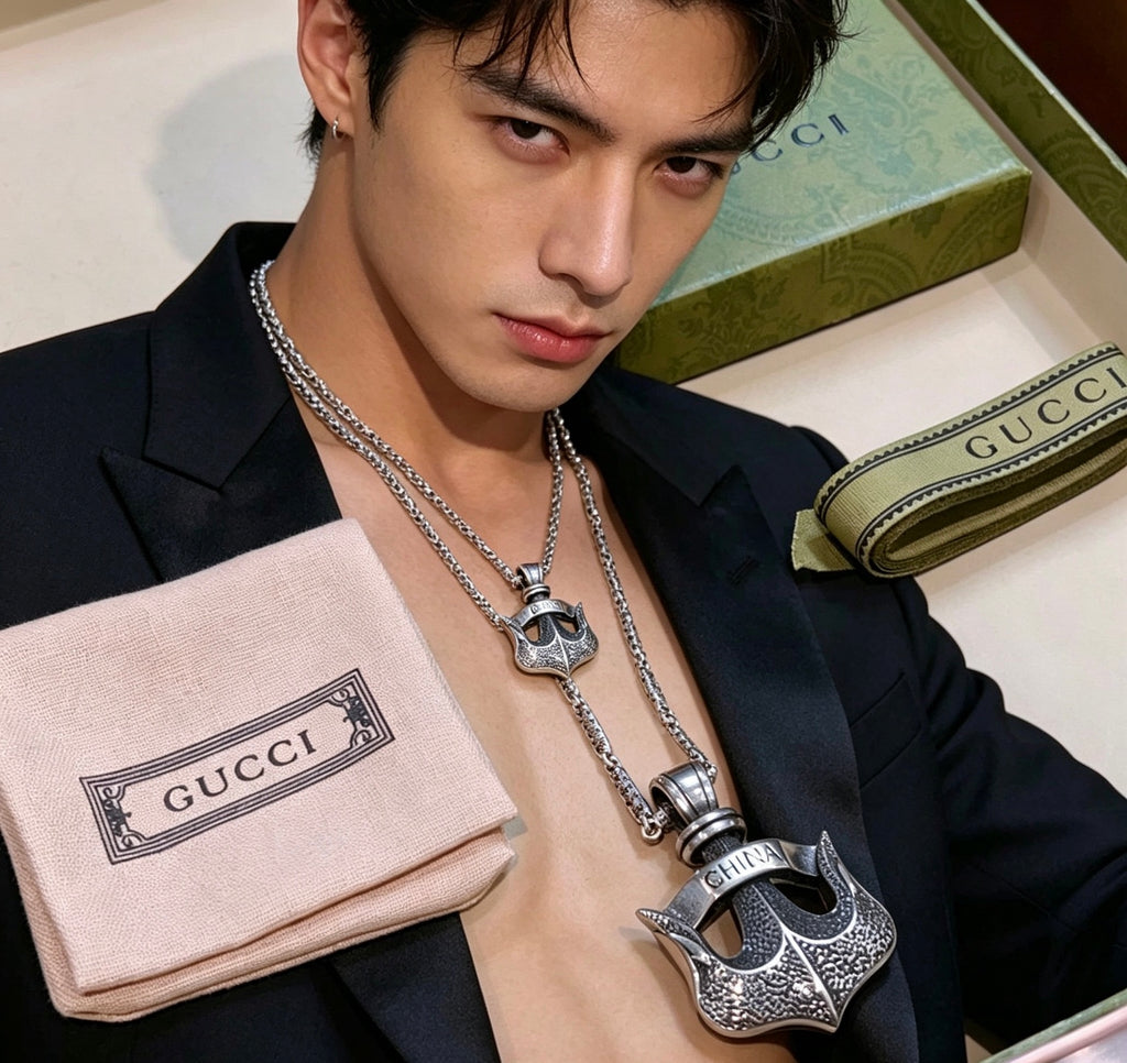 Gucci Anger Forest Interlocking G Antiqued Chain Necklace - album image 3