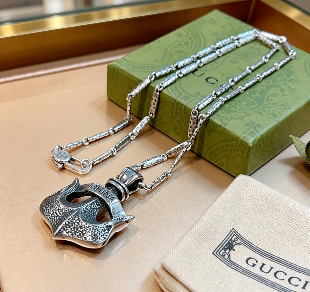 Gucci Anger Forest Interlocking G Antiqued Chain Necklace - album image 1