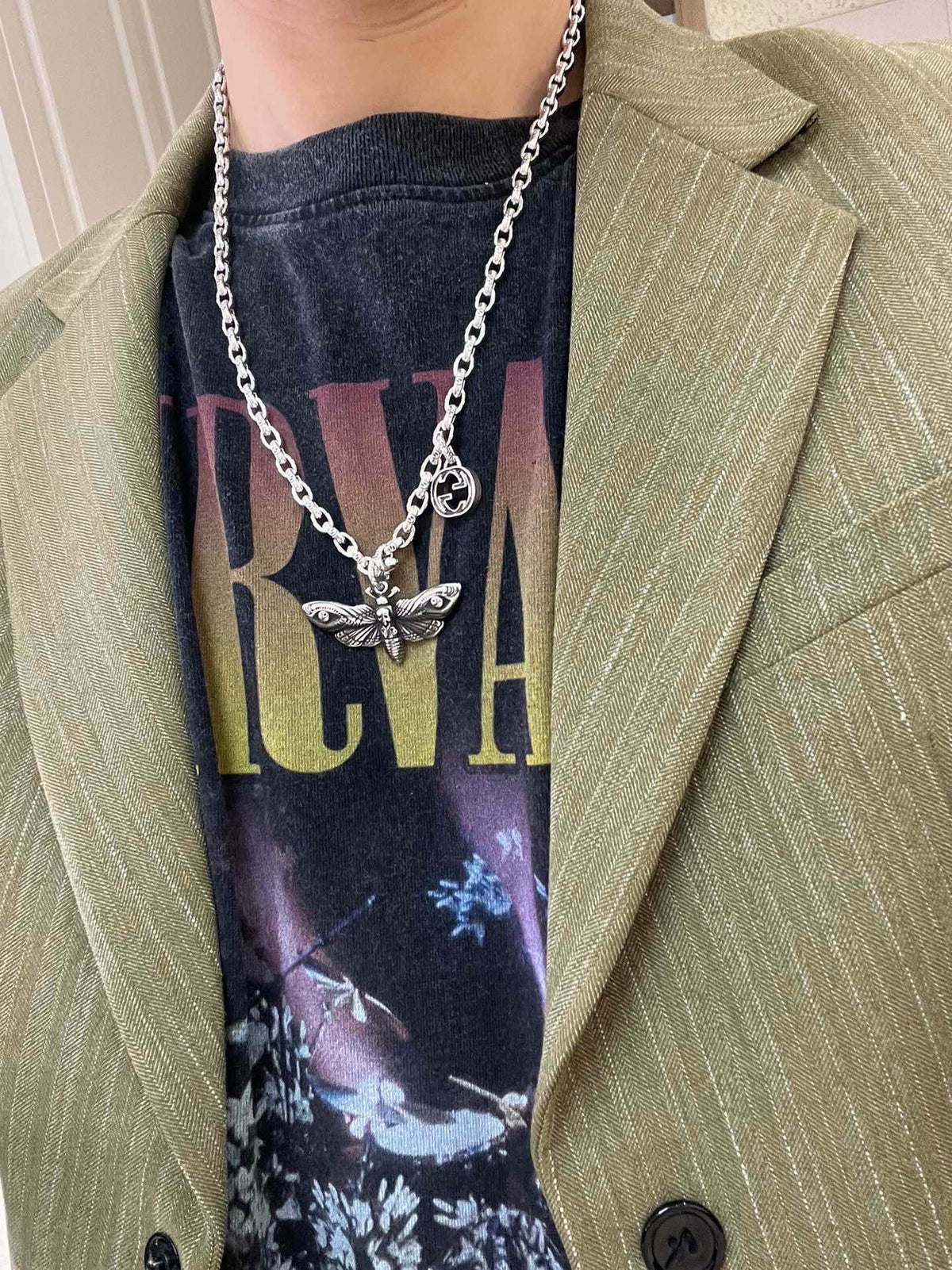 Gucci Anger Forest Interlocking G Antiqued Chain Necklace - album image 3