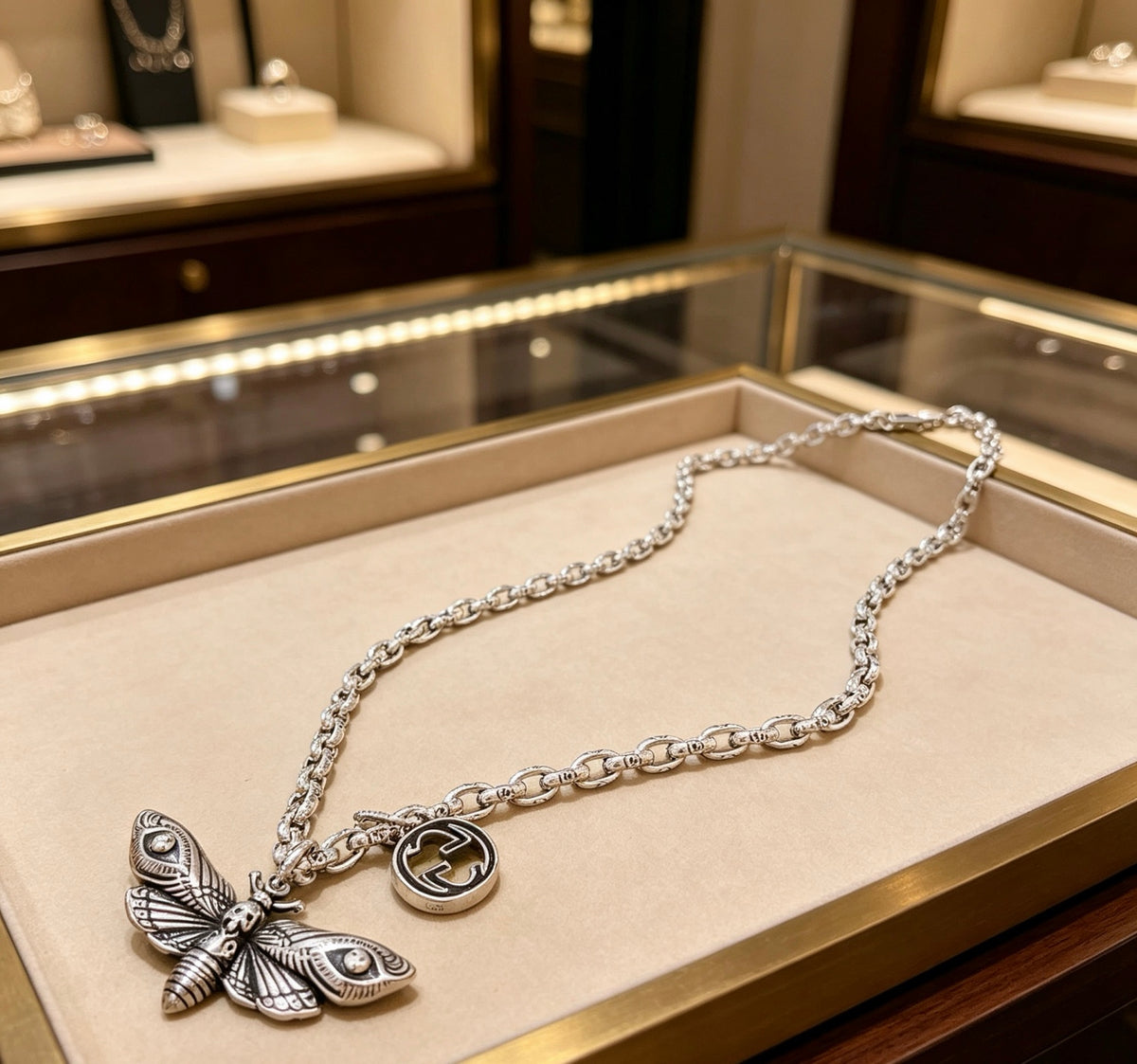 Gucci Anger Forest Interlocking G Antiqued Chain Necklace - album image 2