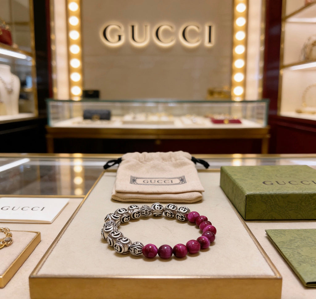 Gucci Anger Forest Interlocking G Tiger Eye Crystal Accent Antiqued Bracelet - album image 9