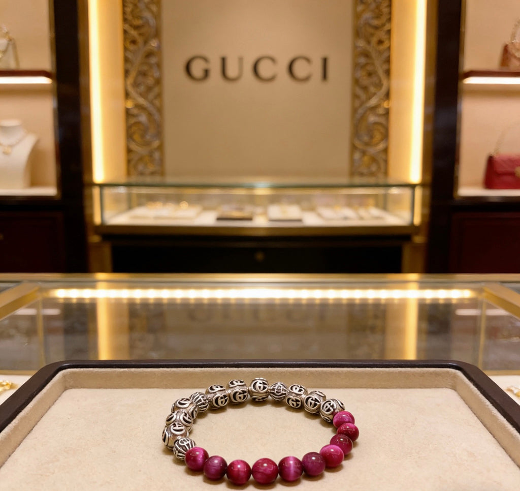 Gucci Anger Forest Interlocking G Tiger Eye Crystal Accent Antiqued Bracelet - album image 4