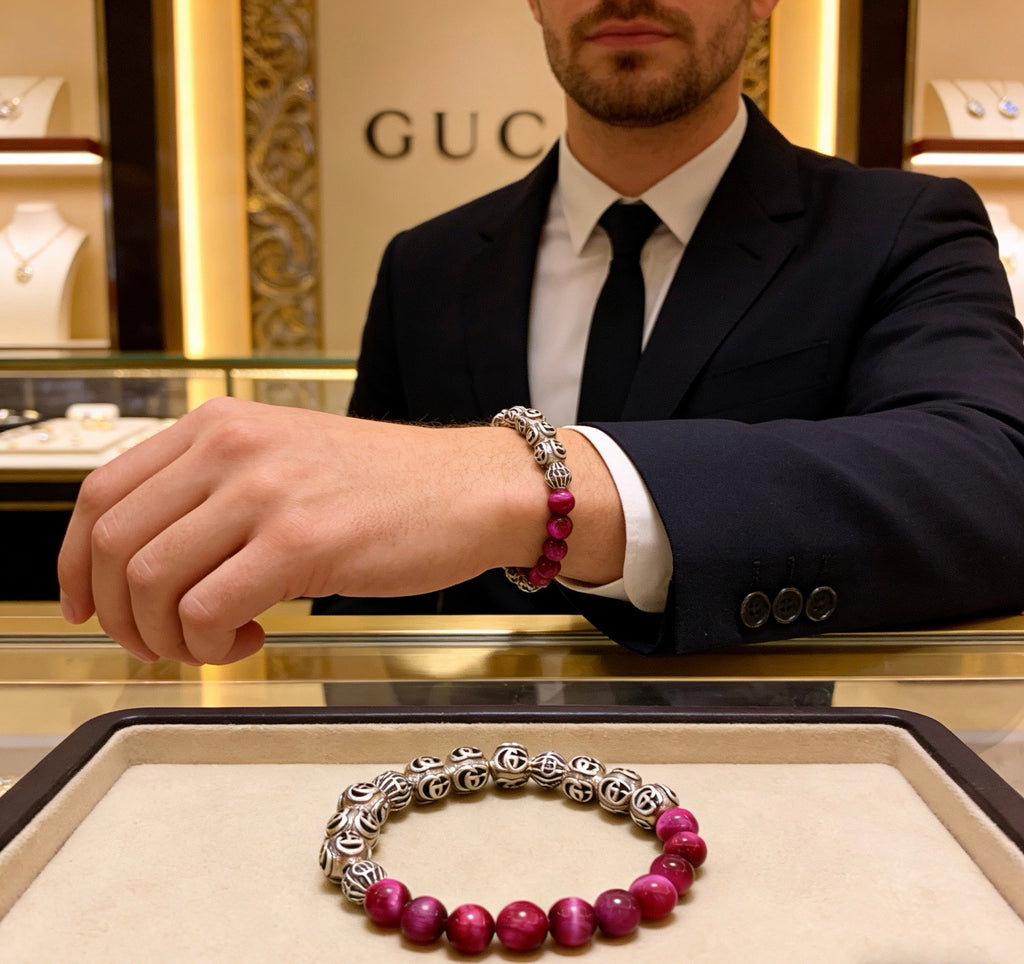 Gucci Anger Forest Interlocking G Tiger Eye Crystal Accent Antiqued Bracelet - album image 6