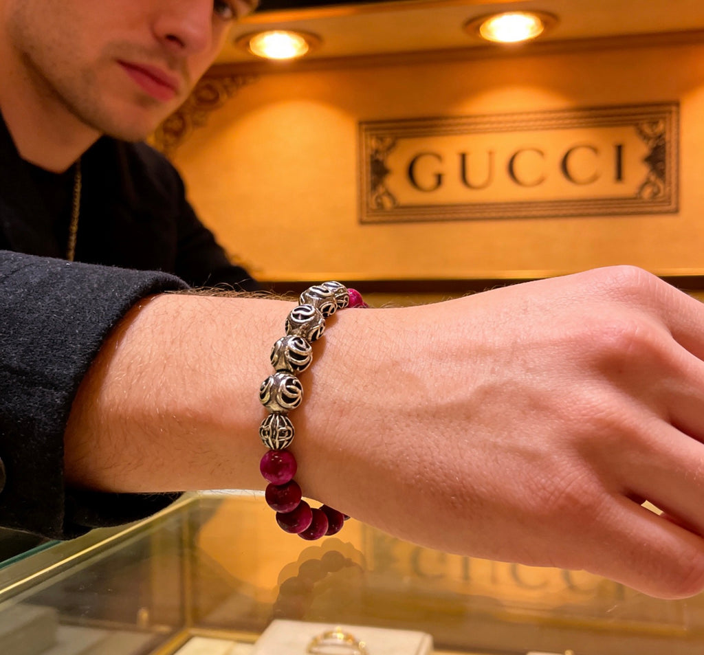 Gucci Anger Forest Interlocking G Tiger Eye Crystal Accent Antiqued Bracelet - album image 3