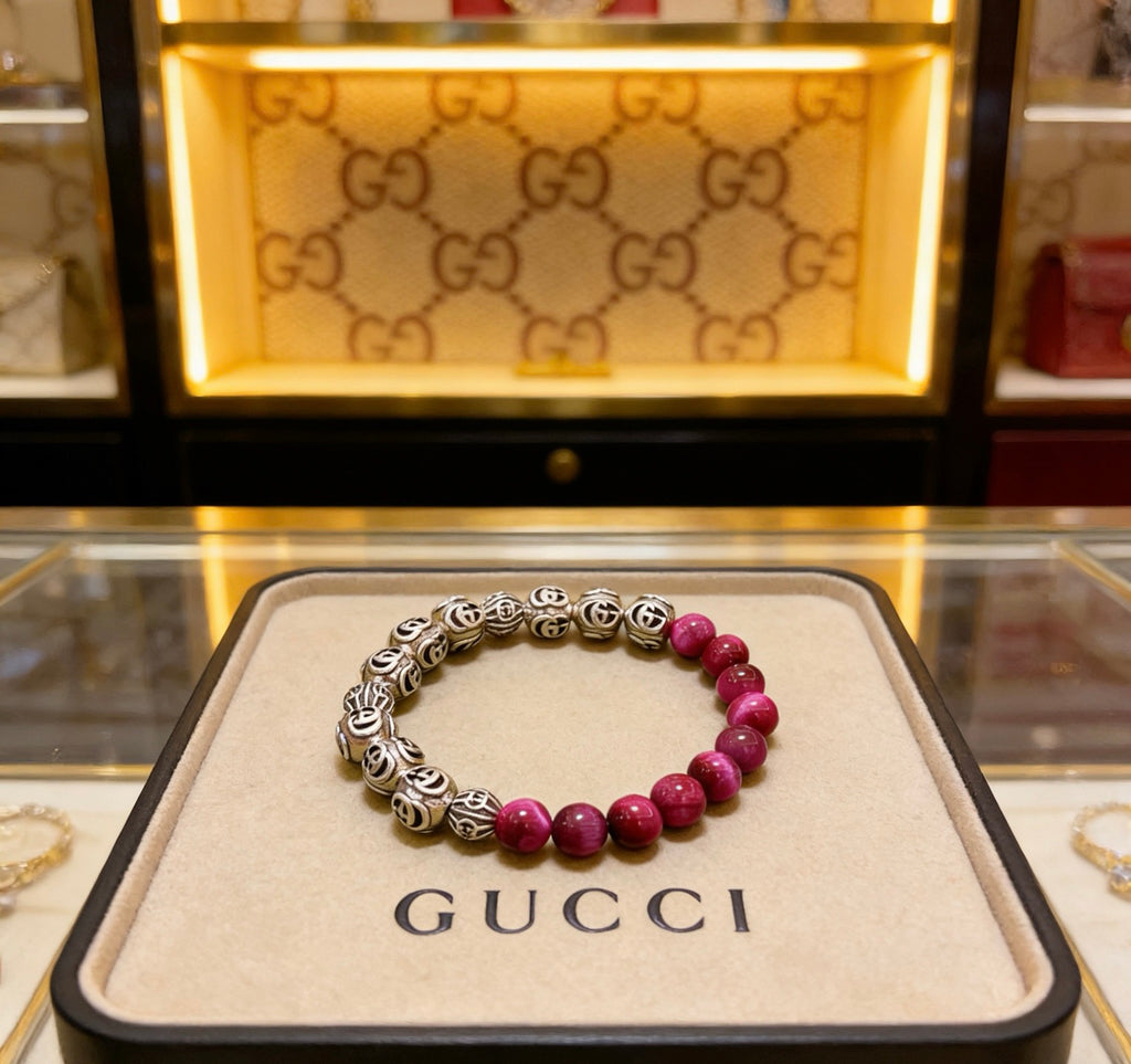 Gucci Anger Forest Interlocking G Tiger Eye Crystal Accent Antiqued Bracelet - album image 1