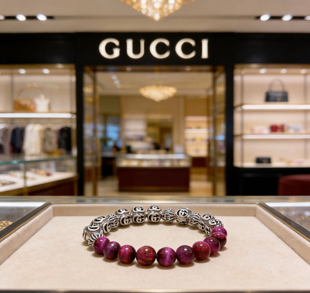 Gucci Anger Forest Interlocking G Tiger Eye Crystal Accent Antiqued Bracelet - album image 2