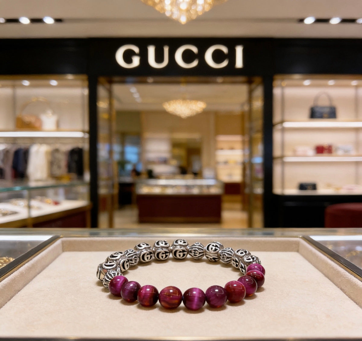 Gucci Anger Forest Interlocking G Tiger Eye Crystal Accent Antiqued Bracelet - album image 2