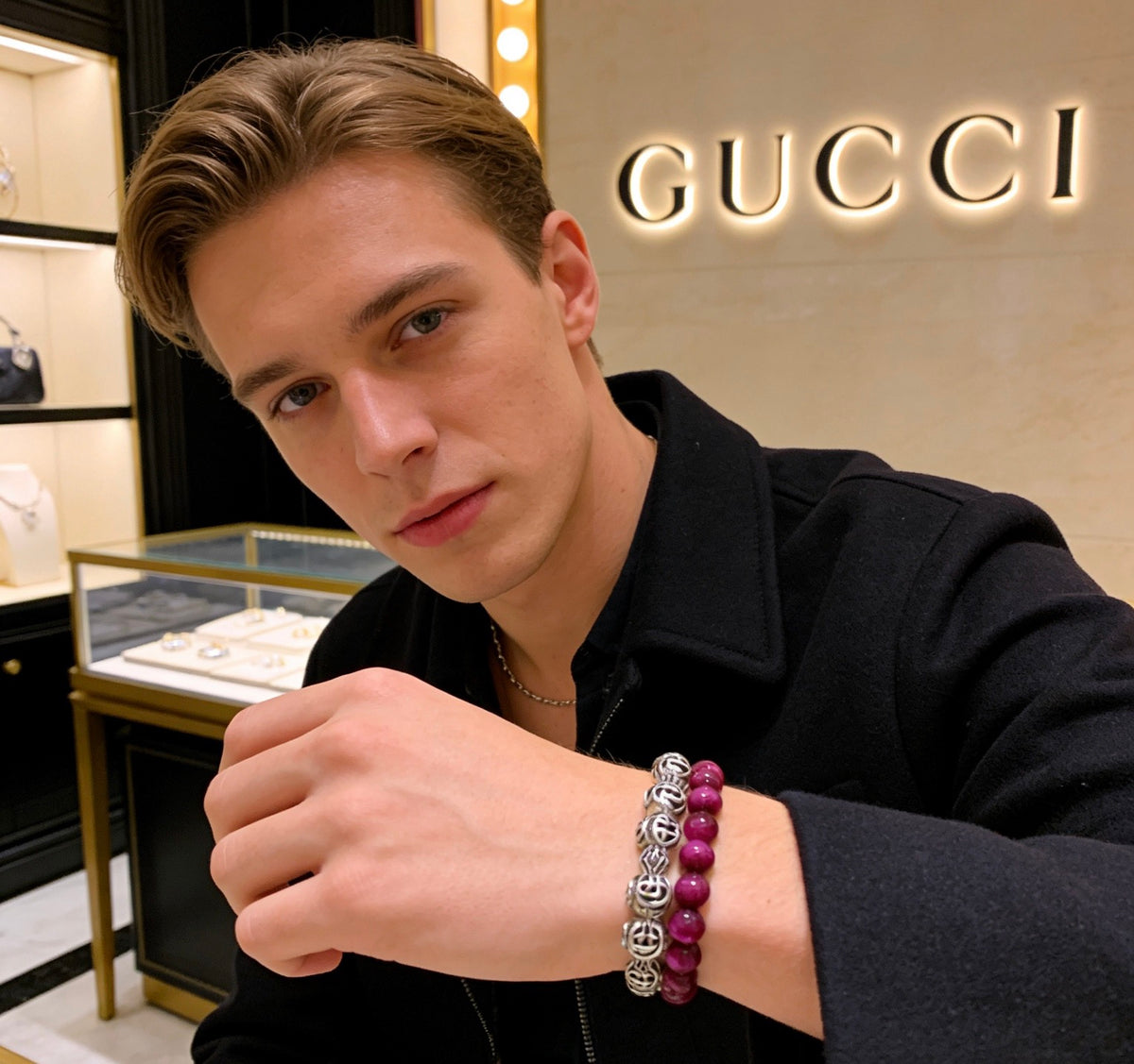 Gucci Anger Forest Interlocking G Tiger Eye Crystal Accent Antiqued Bracelet - album image 8