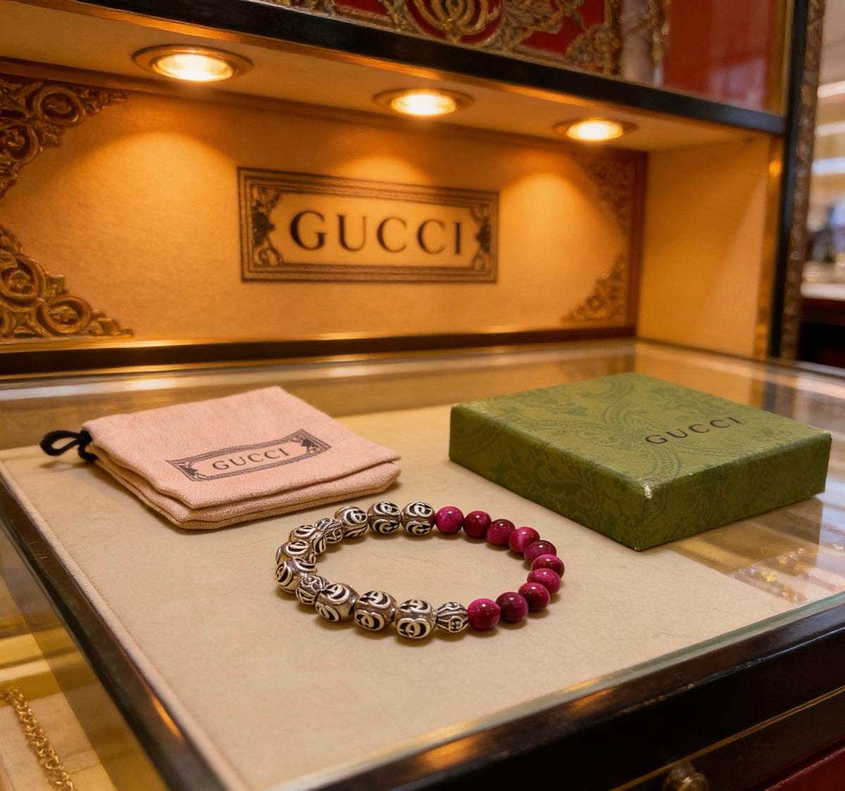 Gucci Anger Forest Interlocking G Tiger Eye Crystal Accent Antiqued Bracelet - album image 5