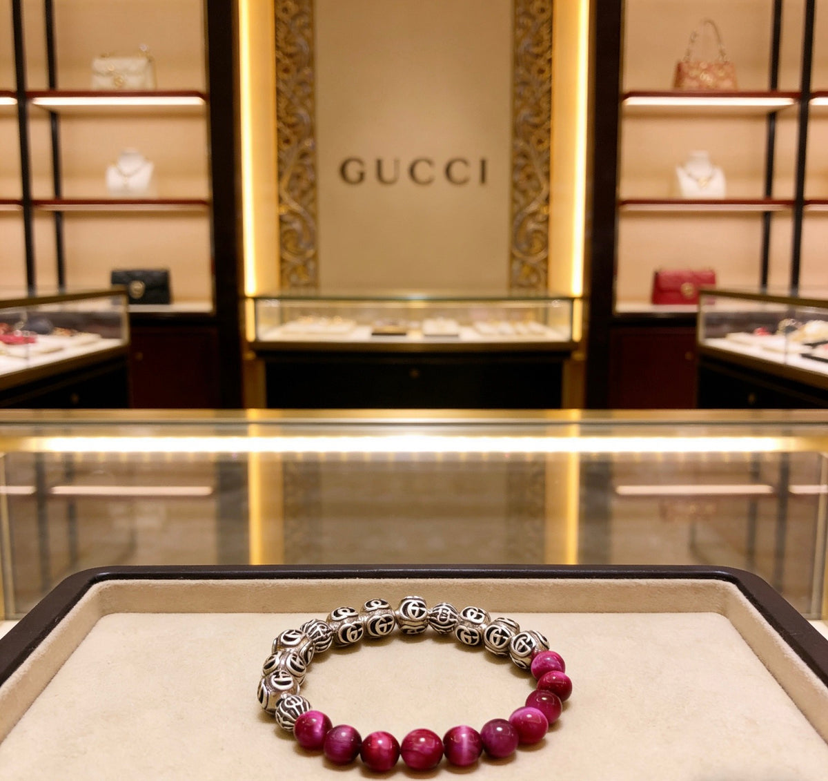 Gucci Anger Forest Interlocking G Tiger Eye Crystal Accent Antiqued Bracelet - album image 7