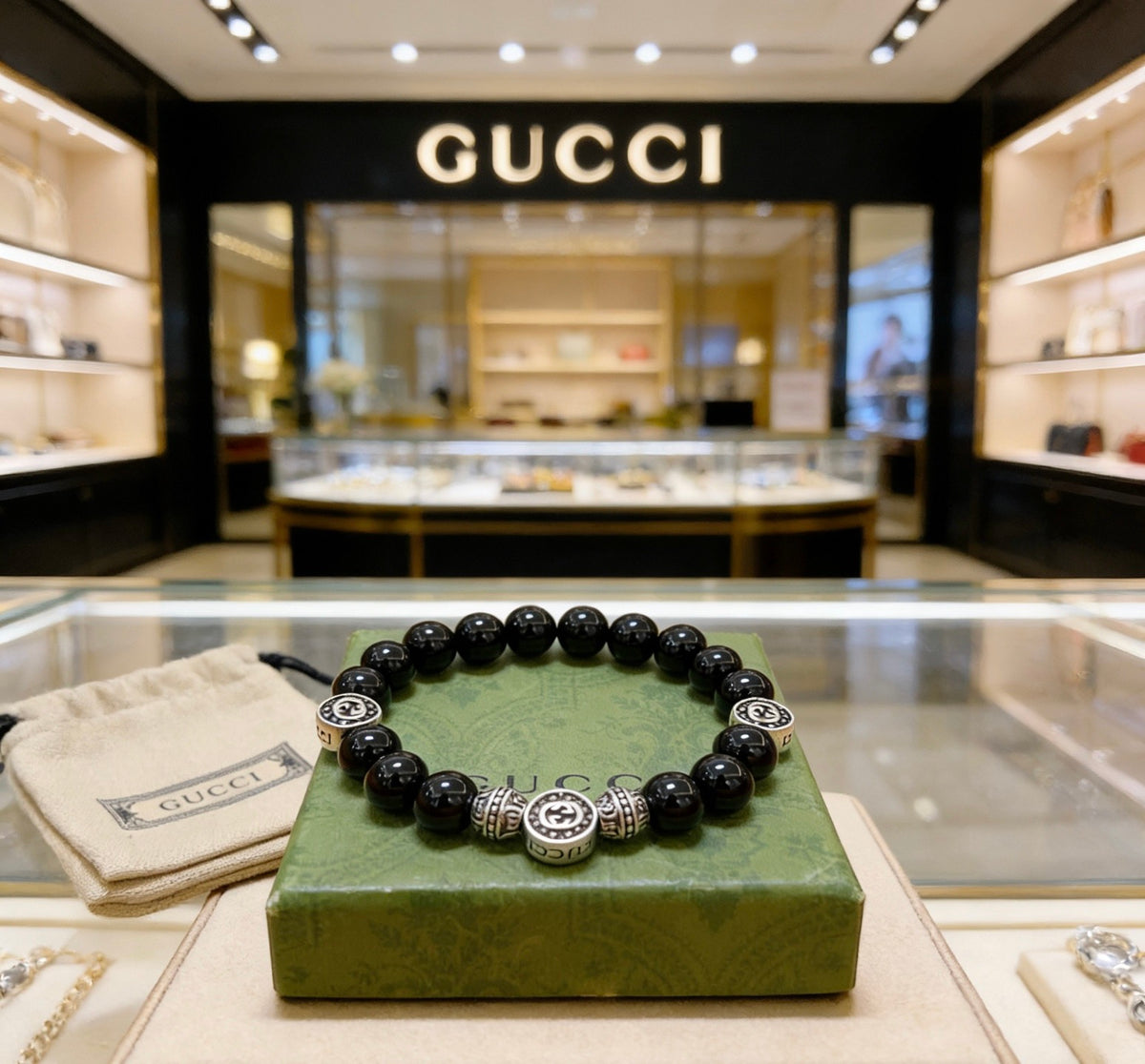 Gucci Anger Forest Interlocking G Black Agate Agate Antiqued Bracelet - album image 7