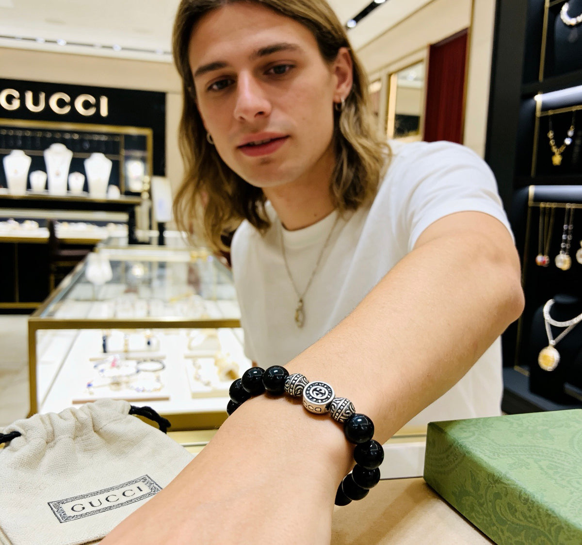 Gucci Anger Forest Interlocking G Black Agate Agate Antiqued Bracelet - album image 9