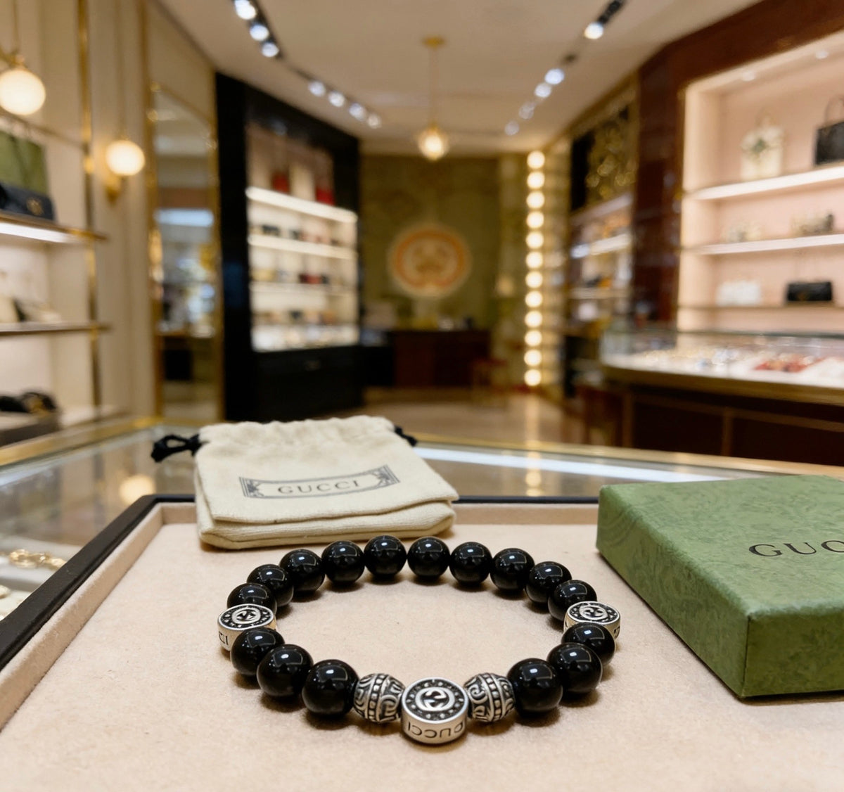 Gucci Anger Forest Interlocking G Black Agate Agate Antiqued Bracelet - album image 4
