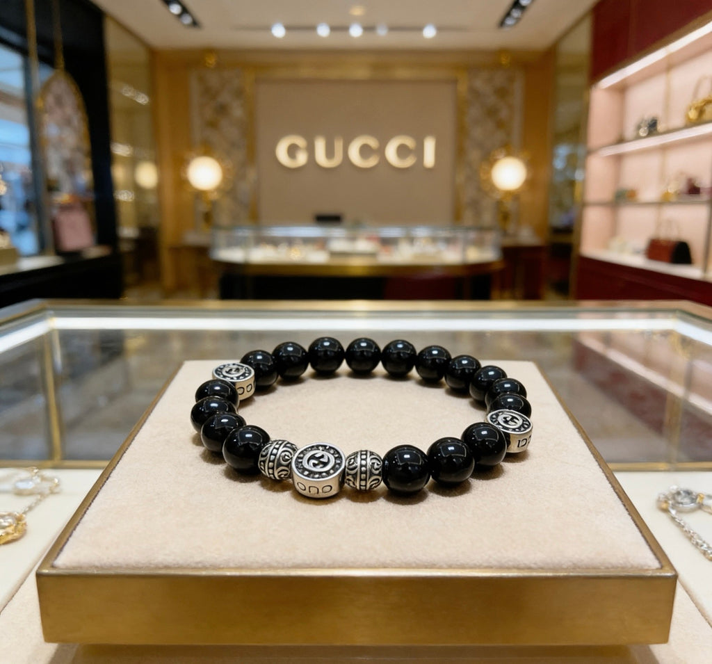Gucci Anger Forest Interlocking G Black Agate Agate Antiqued Bracelet - album image 1