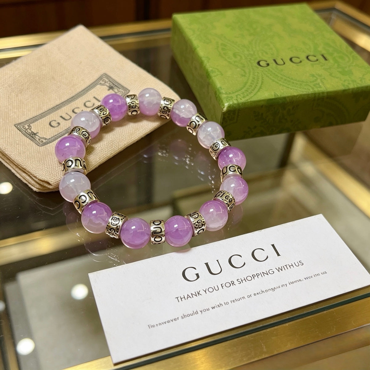 Gucci Anger Forest Interlocking G Amethyst Crystal Accent Antiqued Bracelet - album image 1