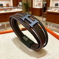 Hermès Black Leather Multiwrap H Bracelet with Silver-Tone Clasp - album image 1