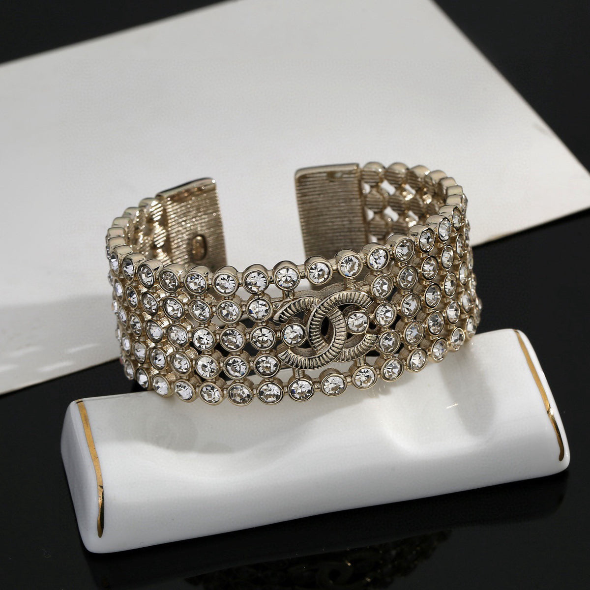Chanel Silver-Tone Wide Woven Bangle - album image 3