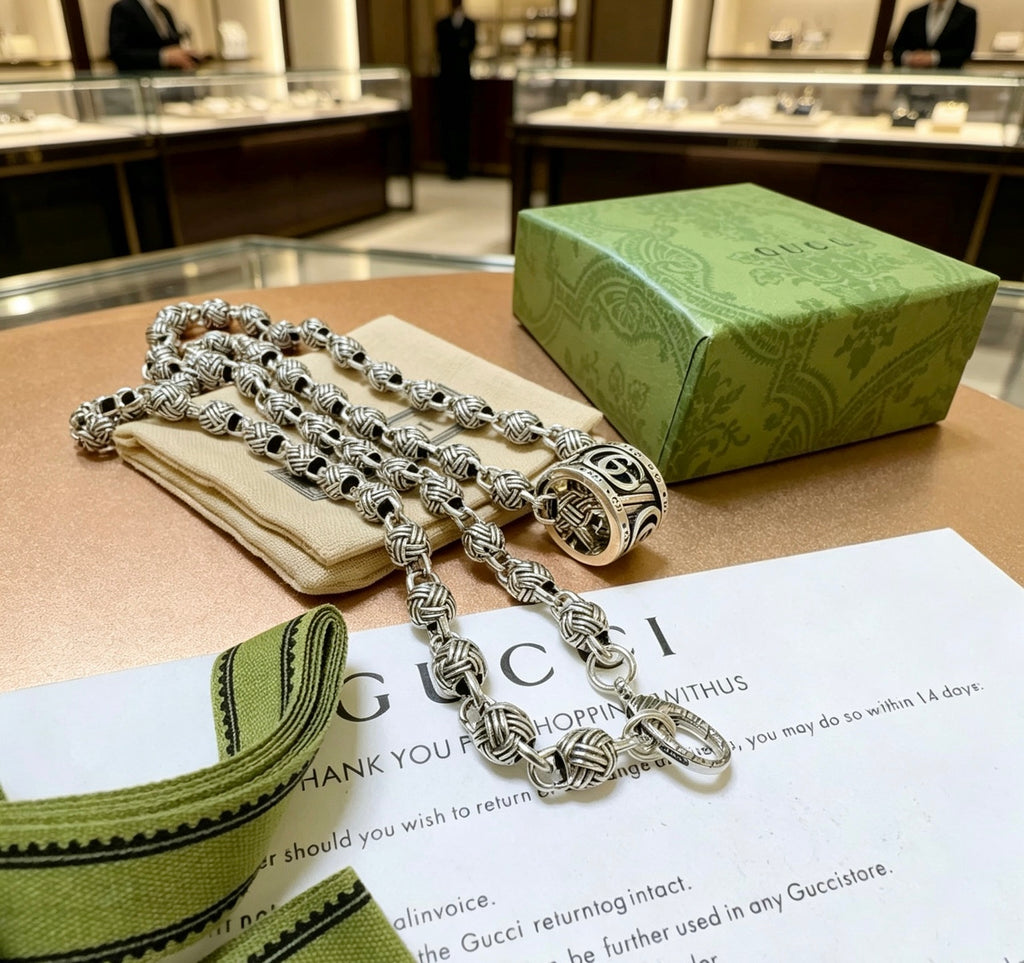 Gucci Anger Forest Interlocking G Antiqued Chain Necklace - album image 2
