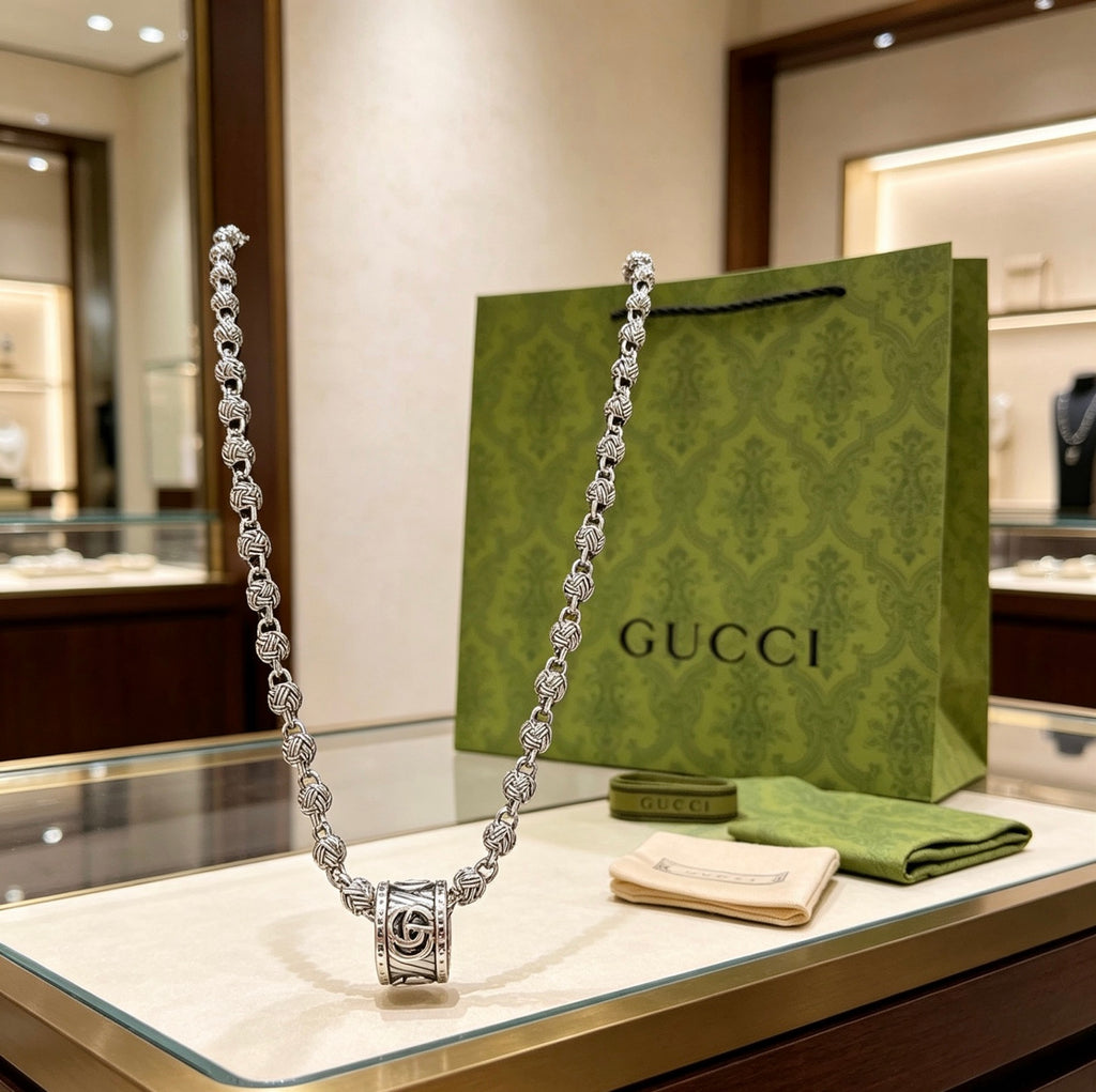 Gucci Anger Forest Interlocking G Antiqued Chain Necklace - album image 6