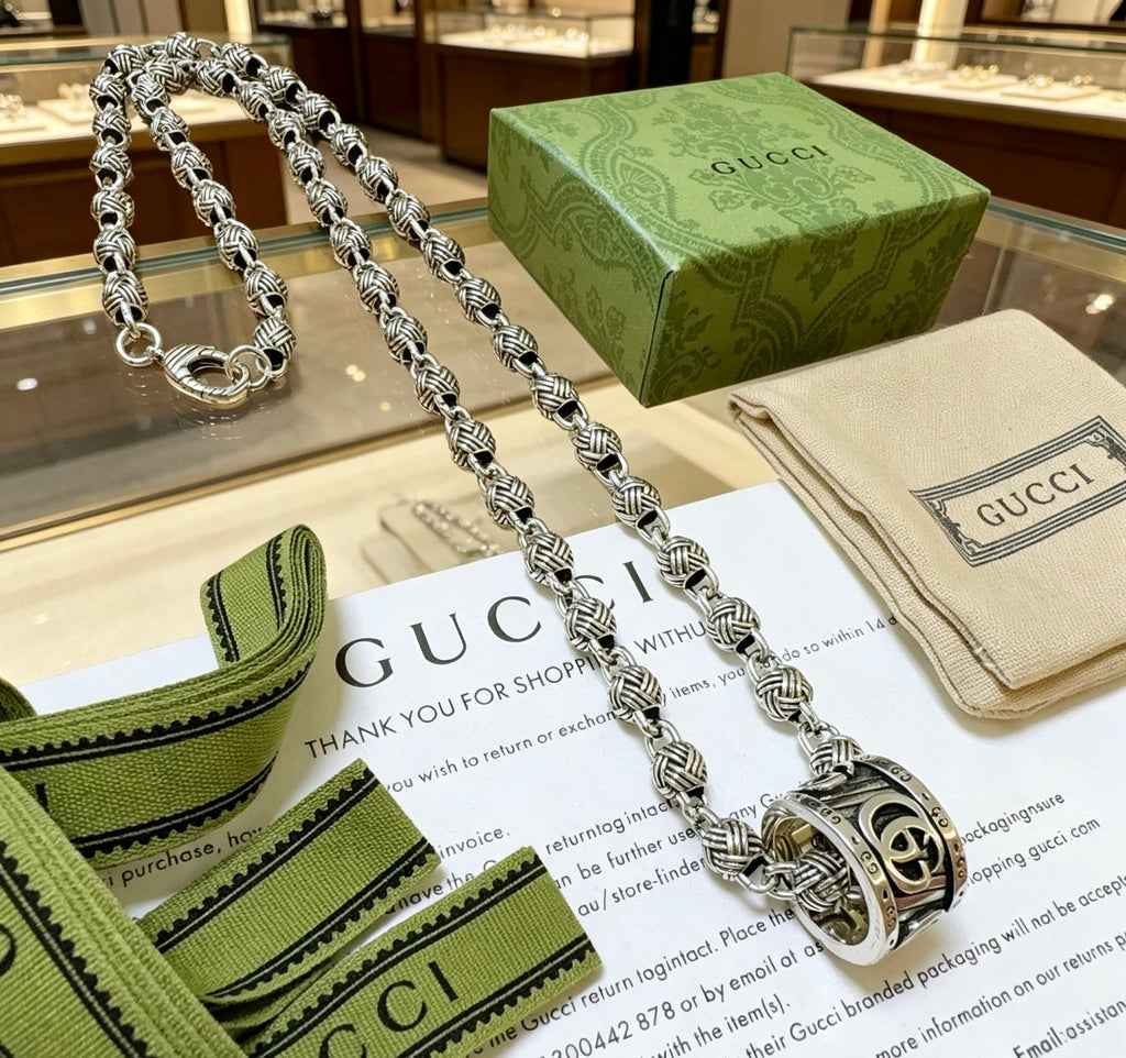 Gucci Anger Forest Interlocking G Antiqued Chain Necklace - album image 1