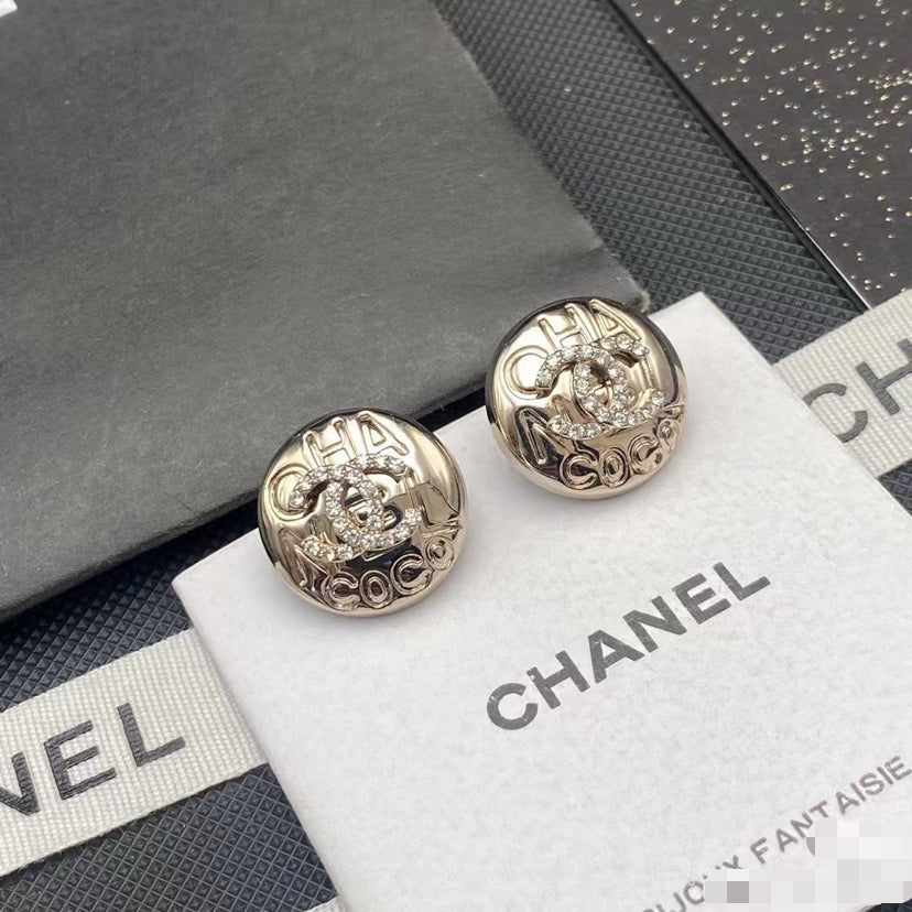 Chanel Silver-Tone Round Medallion Stud Earrings - album image 3