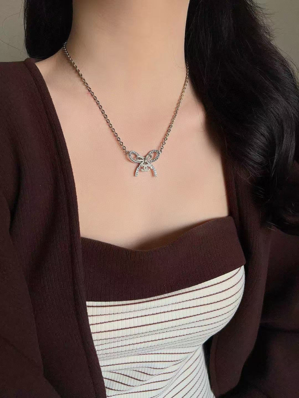 Chanel Interlocking C Bow Butterfly Necklace - album image 4