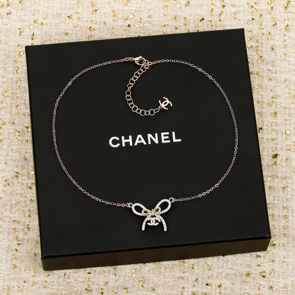 Chanel Interlocking C Bow Butterfly Necklace - album image 2