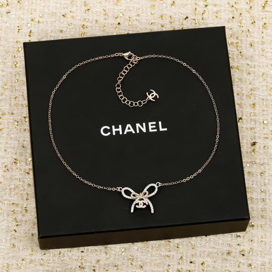 Chanel Interlocking C Bow Butterfly Necklace - album image 2