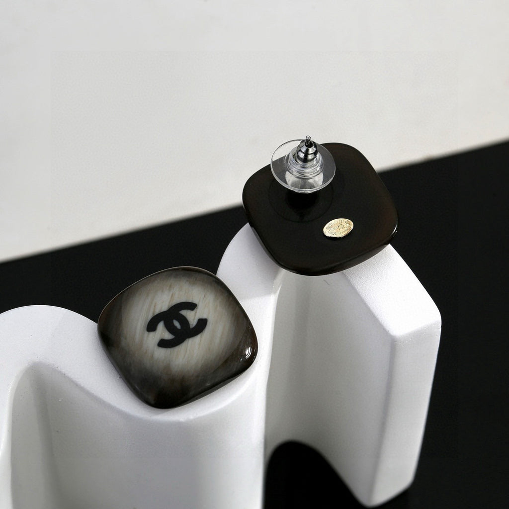 Chanel Dark Silver-Tone Domed CC Stud Earrings - album image 5